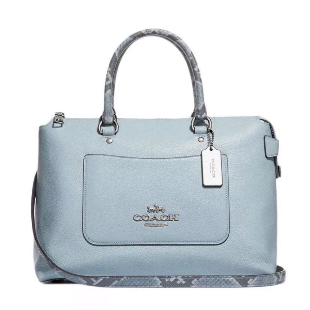 COACH Pale Blue Snakeskin Leather Emma Satchel